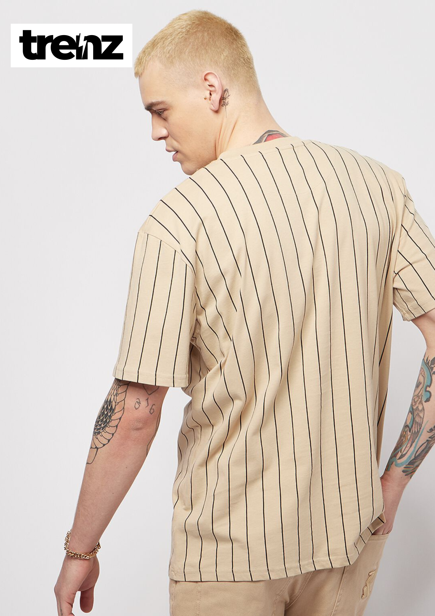 Drop Shoulder Pinstripe Tee