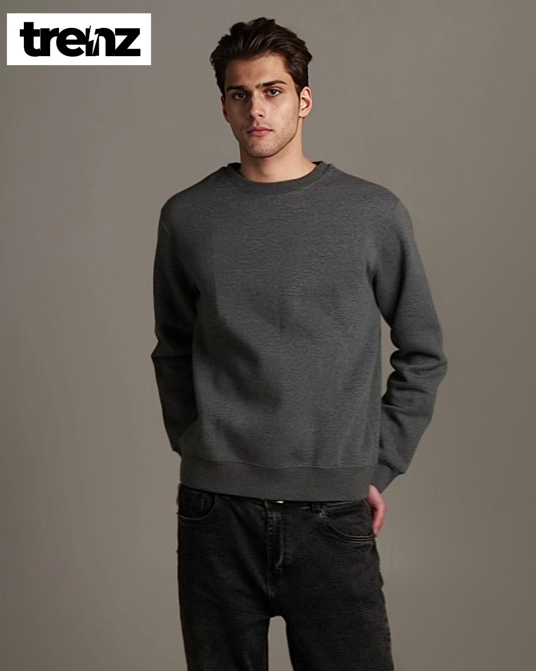 Dark Gray Cotton Casual Sweatshirt