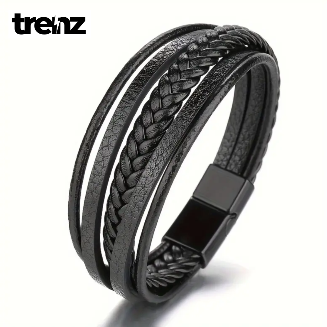 Trendy Leather Multilayer Braided Rope Bracelet for Men