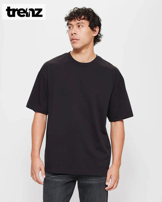Premium Quality Black Drop Shoulder Tee – Oversized Fit | Trenz