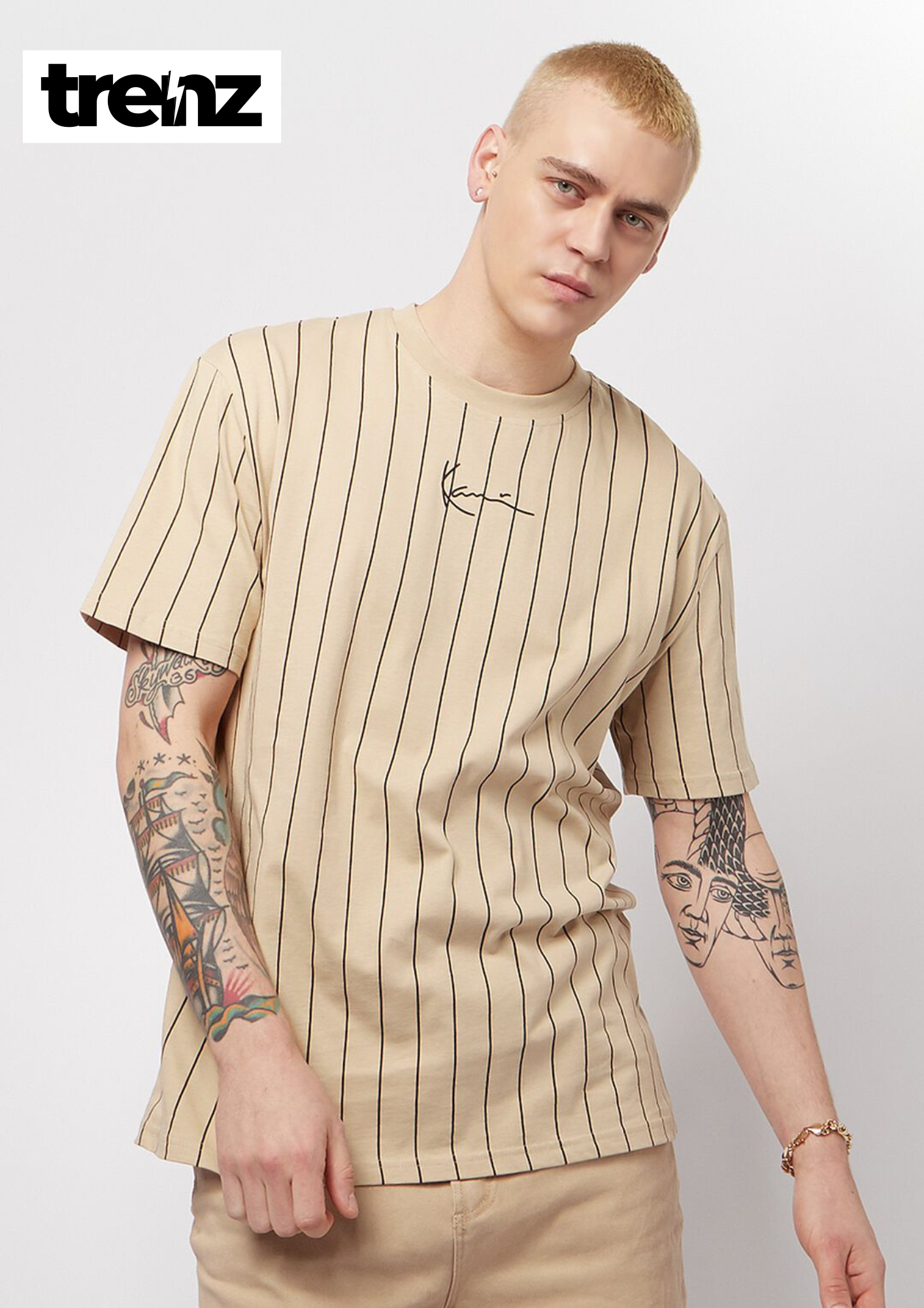 Drop Shoulder Pinstripe Tee