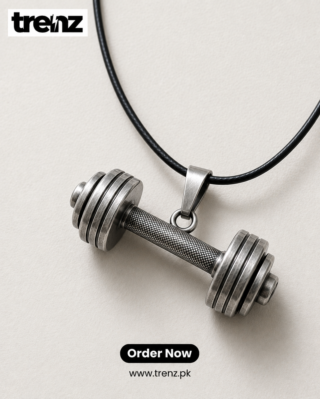 Minimalist Stainless Steel Dumbbell Pendant Necklace | trenz