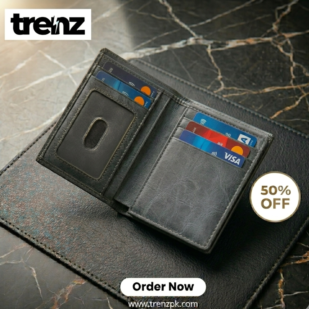 Men's Mini Handmade Leather Purse - Cowskin Card Holder & Cash Wallet Blue Color