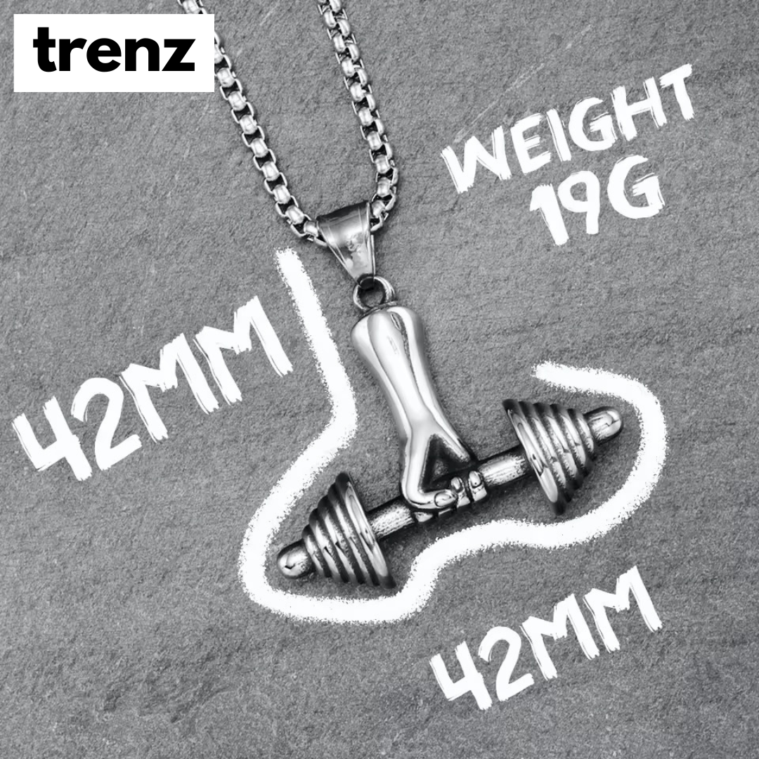 Dumbbell Pendant Necklace - Classic Design for Men's Fitness Style