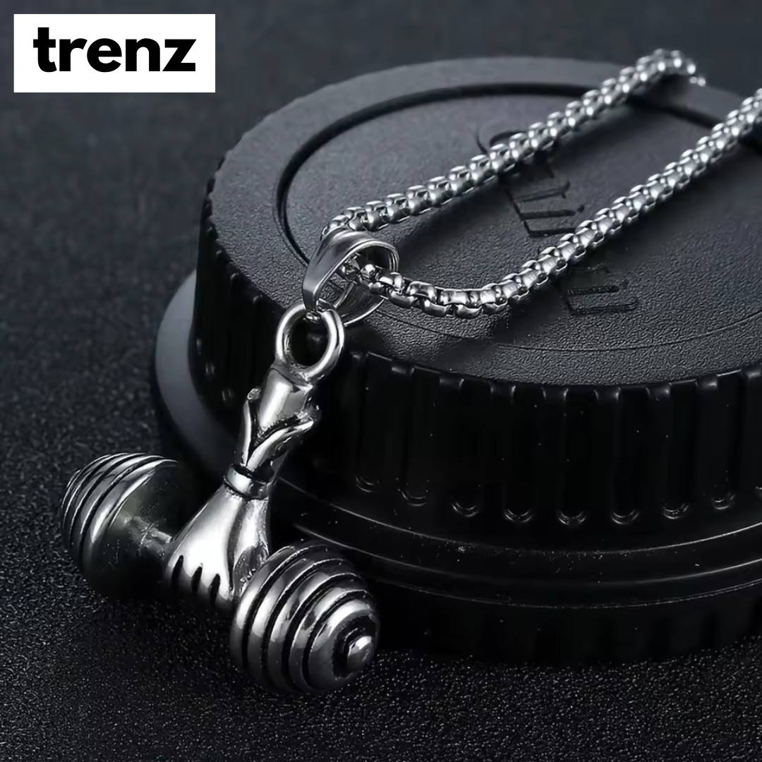 Dumbbell Pendant Necklace - Classic Design for Men's Fitness Style