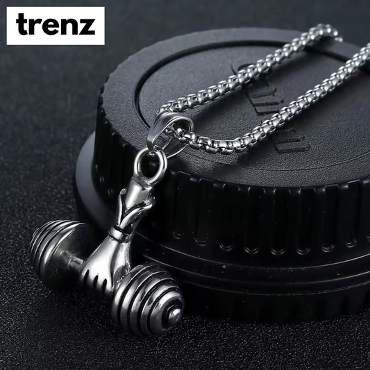 Dumbbell Pendant Necklace - Classic Design for Men's Fitness Style