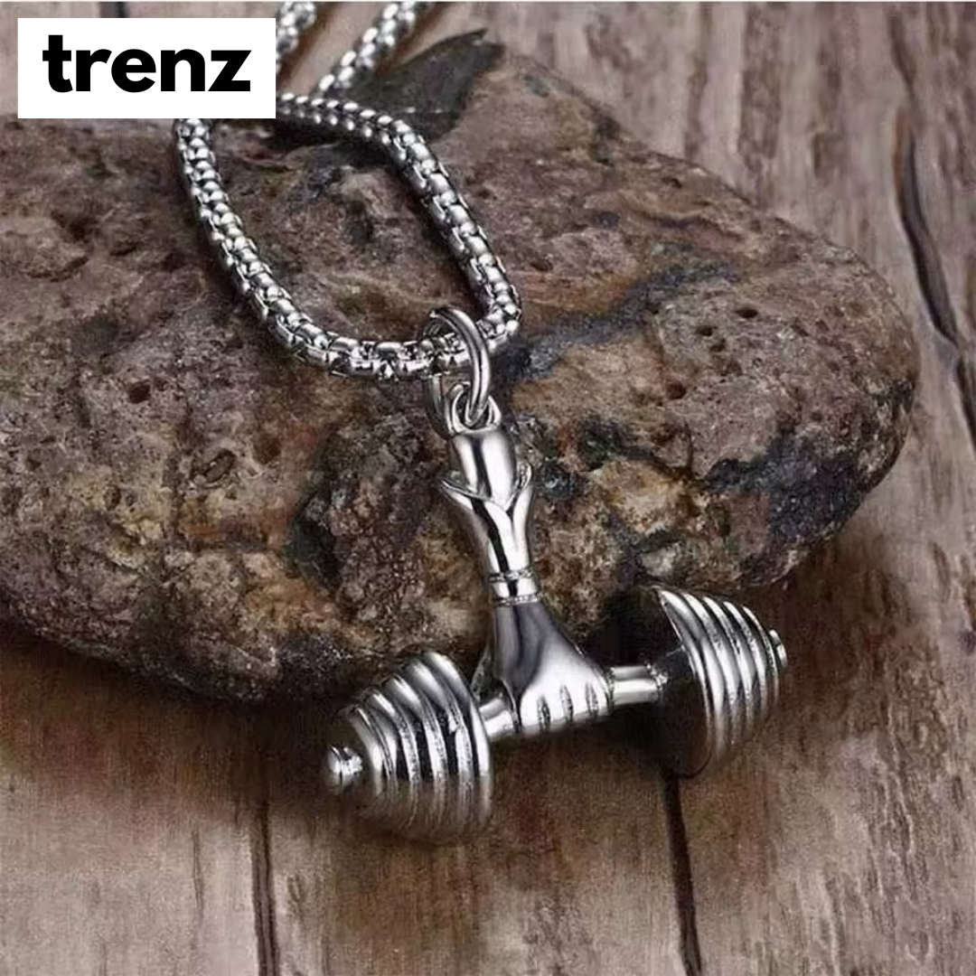 Dumbbell Pendant Necklace - Classic Design for Men's Fitness Style