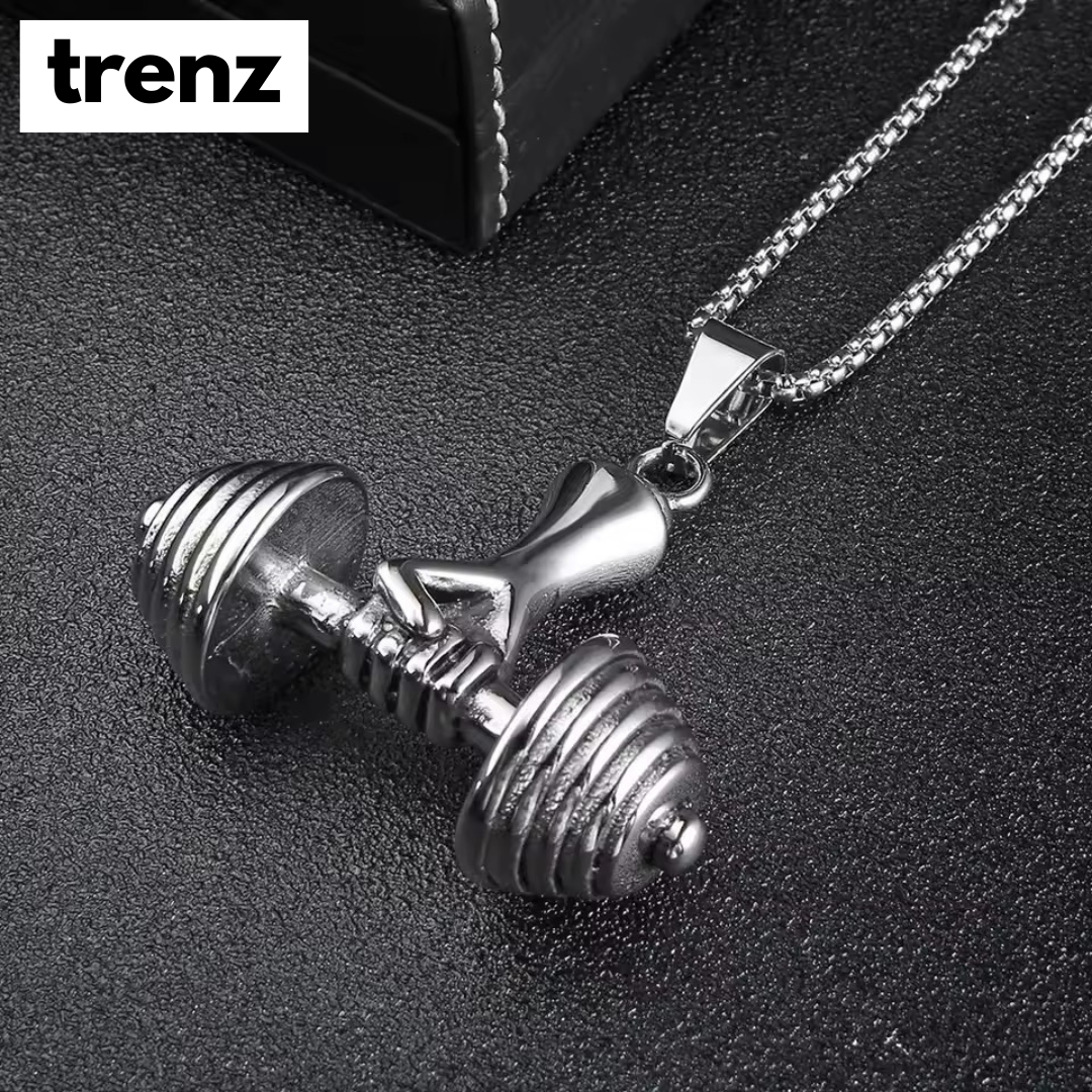 Dumbbell Pendant Necklace - Classic Design for Men's Fitness Style