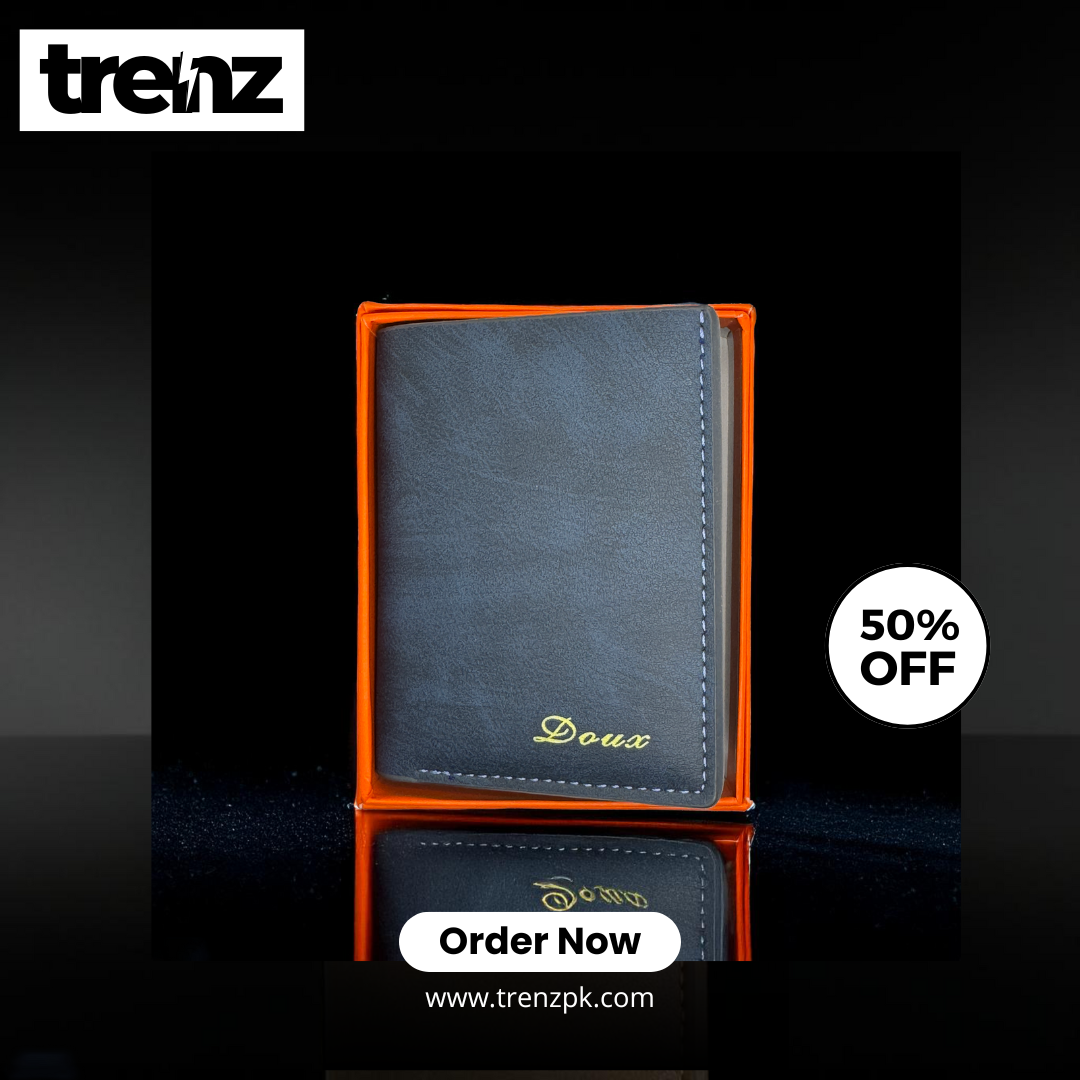 Men's Mini Handmade Leather Purse - Cowskin Card Holder & Cash Wallet Blue Color