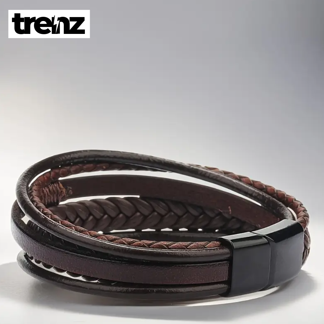 Trendy Leather Multilayer Braided Rope Bracelet for Men
