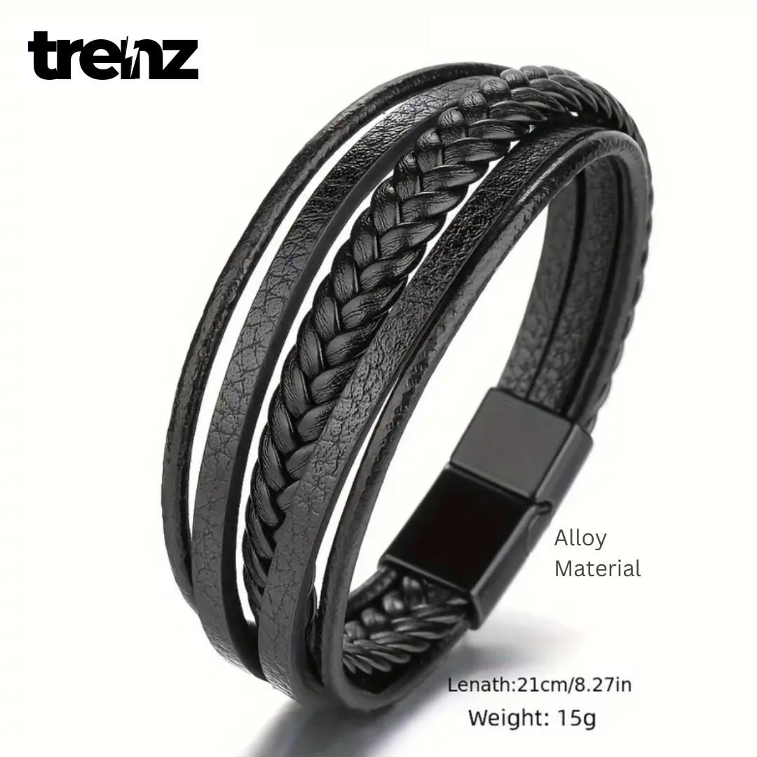 Trendy Leather Multilayer Braided Rope Bracelet for Men