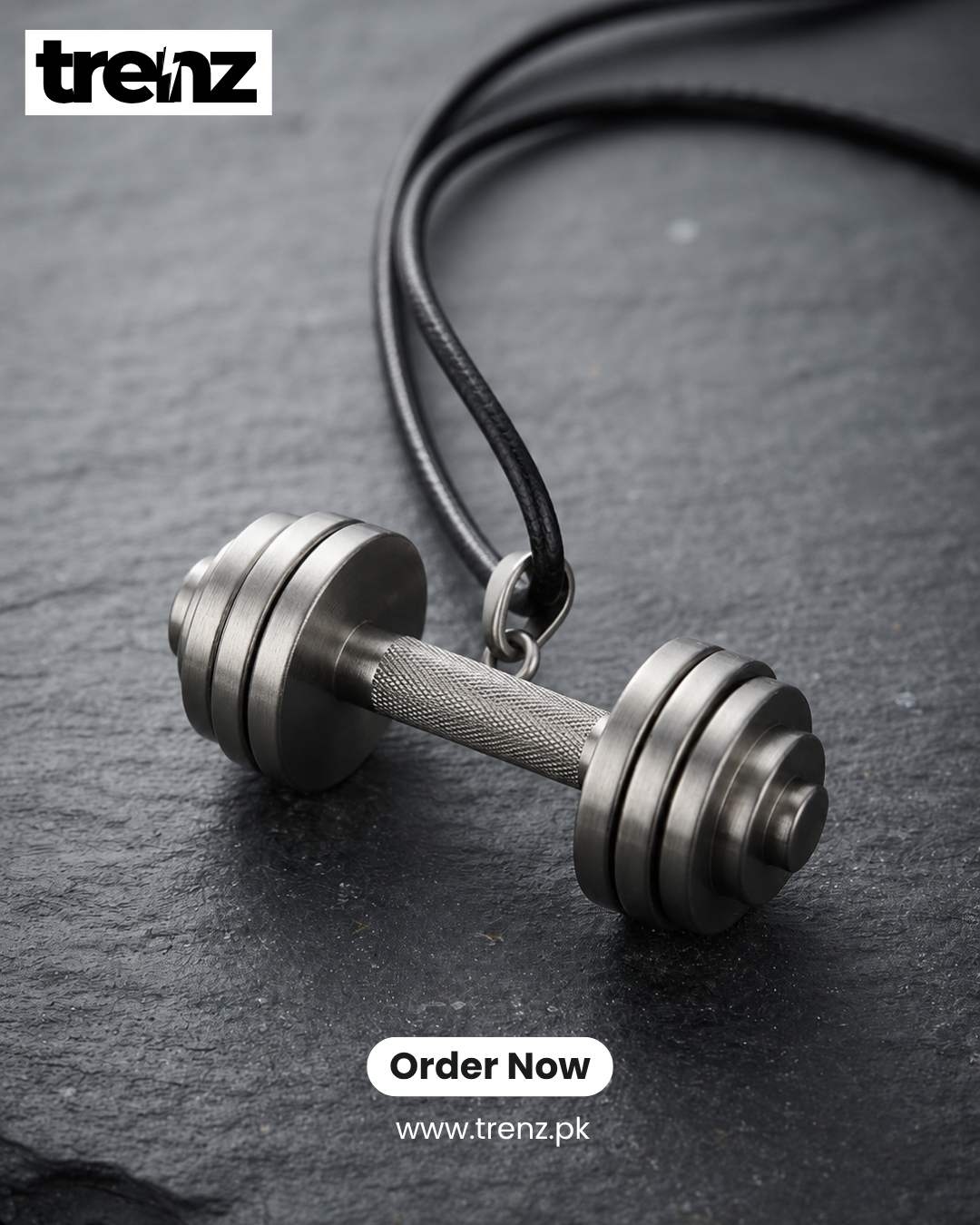 Minimalist Stainless Steel Dumbbell Pendant Necklace | trenz